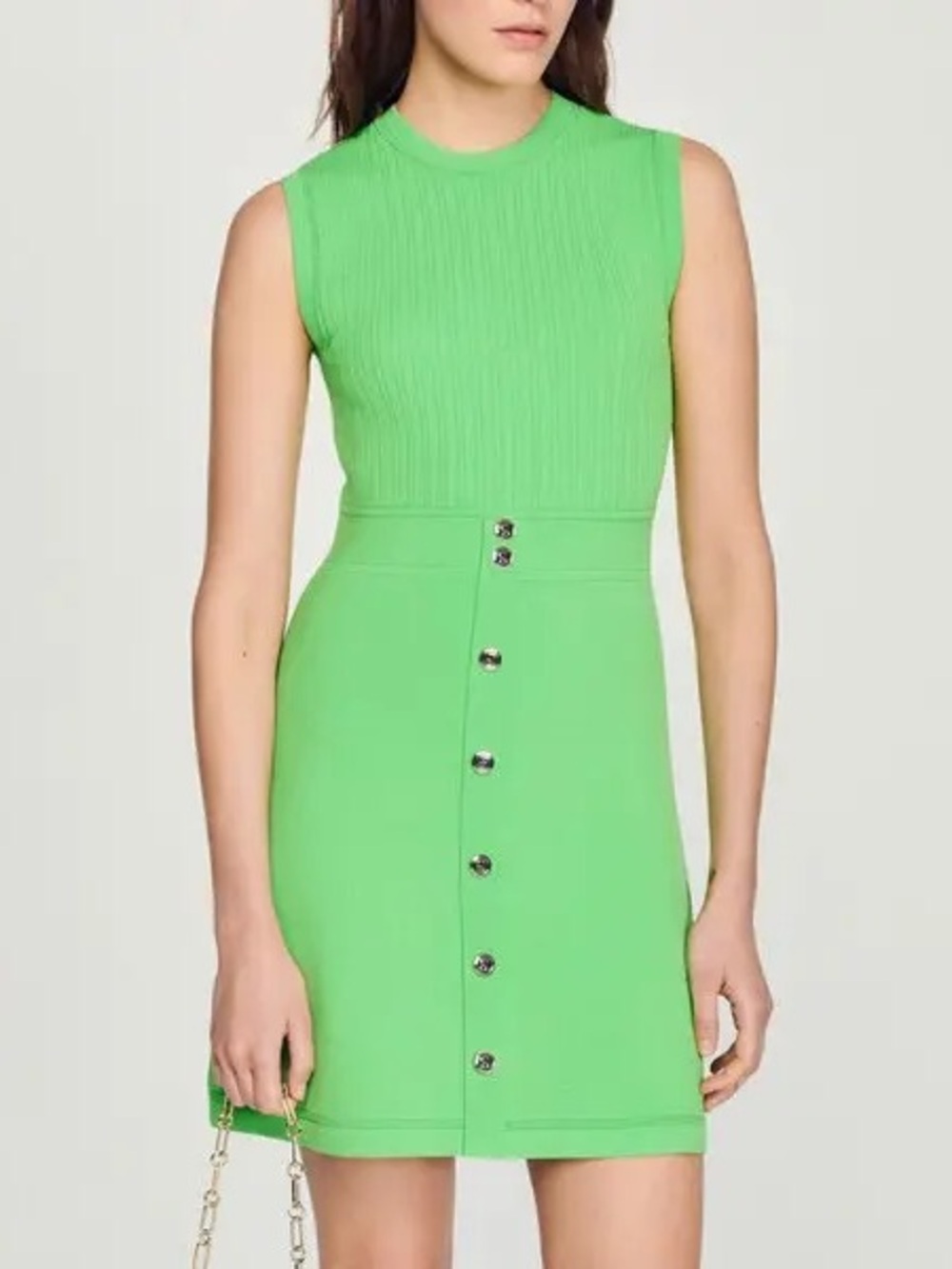 Sandro Short Sleeveless Dress with Buttons